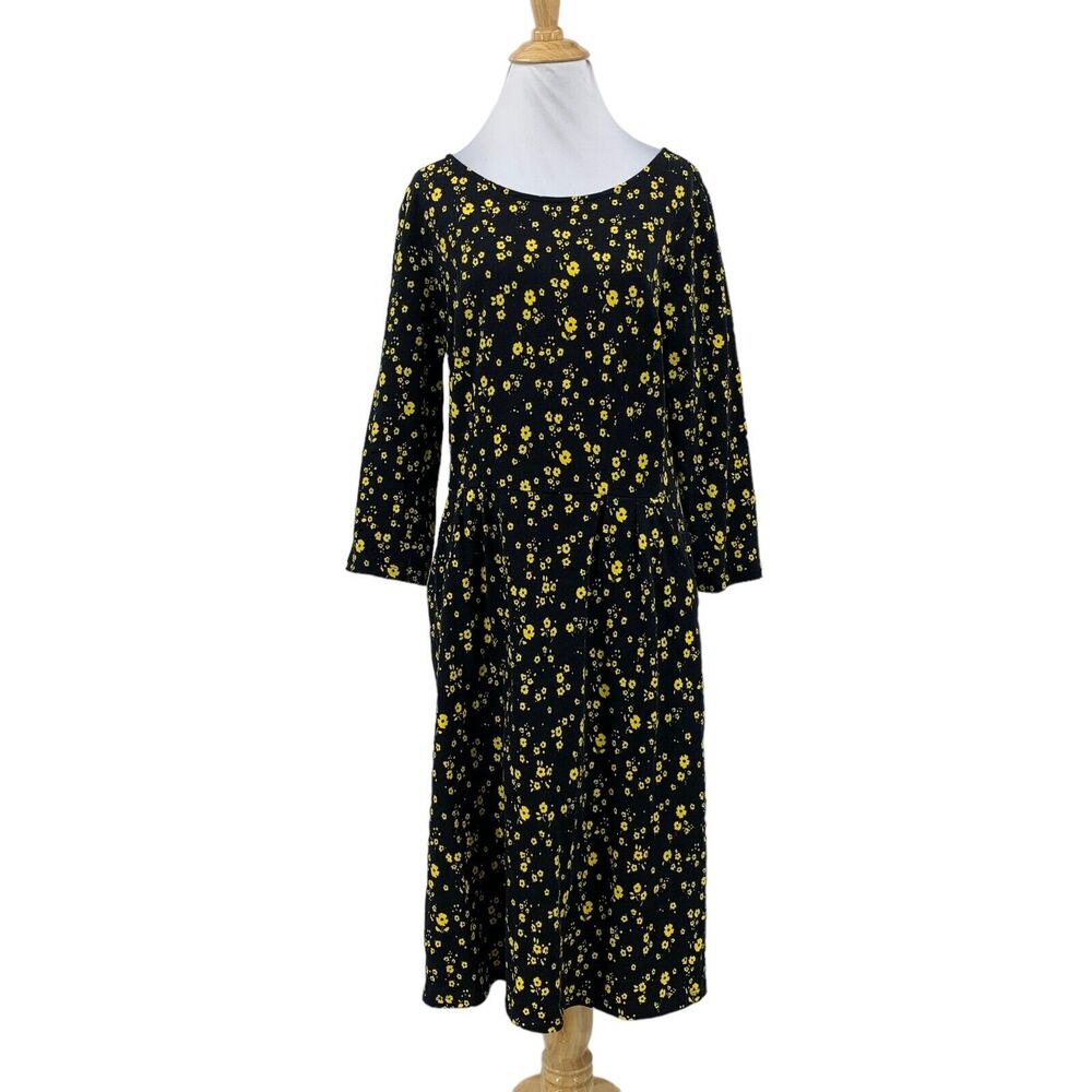 Boden Penny Jersey Dress Womens 10 Regular Floral Quarter Sleeve Knee Length